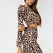 Neu Leopard Print Zwei-stück Lange-ärmeln Hose Hohe taille Sexy Loungewear_voghion.com