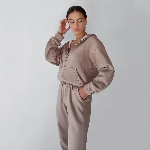 Damenbekleidung mit Kapuze, lässiges Sweatshirt-Set, zweiteiliges Set_voghion.com