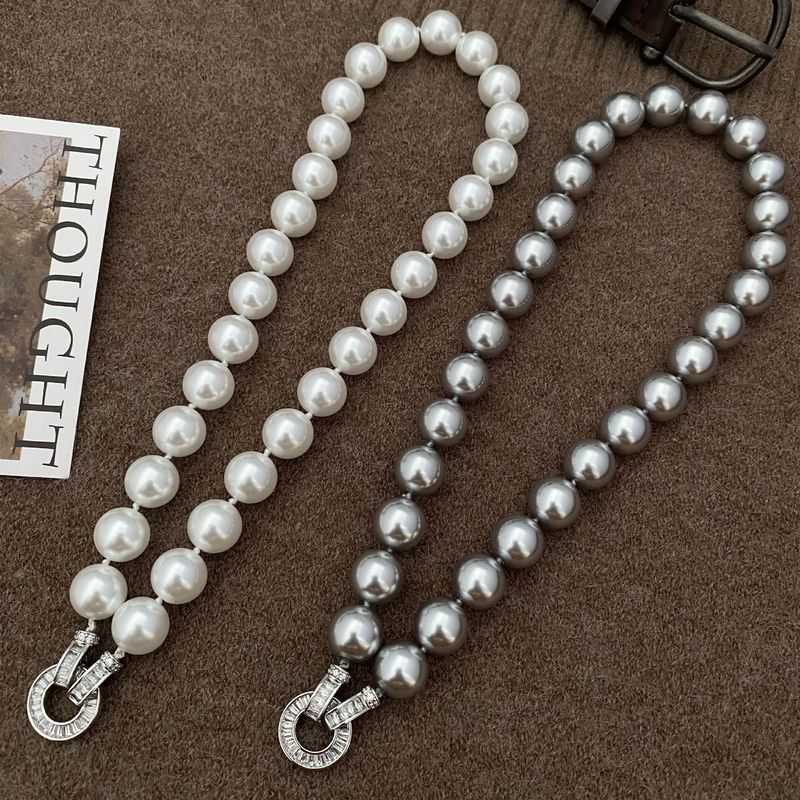 New high-gloss round 12mm real hemp imitation Shijia pearl necklace women's fashion autumn and winter simple temperament clavicle chain_voghion.com