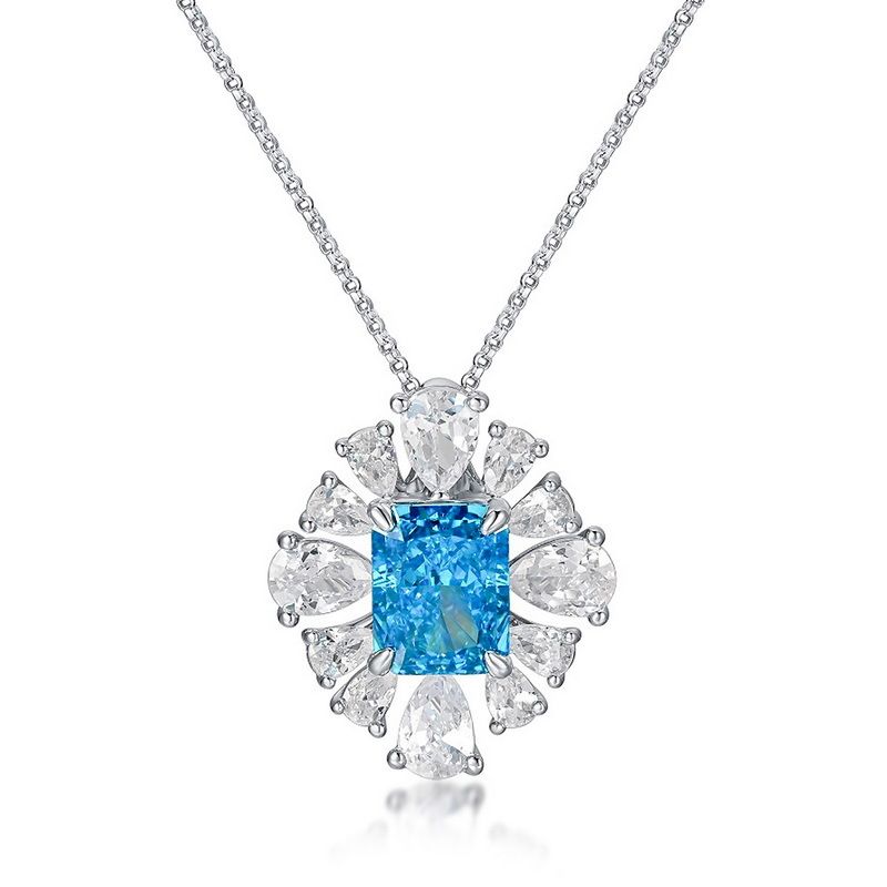 S925 Silber Anhänger Halskette Für Frauen, Eisblumenschliff High Carbon Diamant Intarsien Zirkon Anhänger, Modisch Und Leicht Luxus_voghion.com