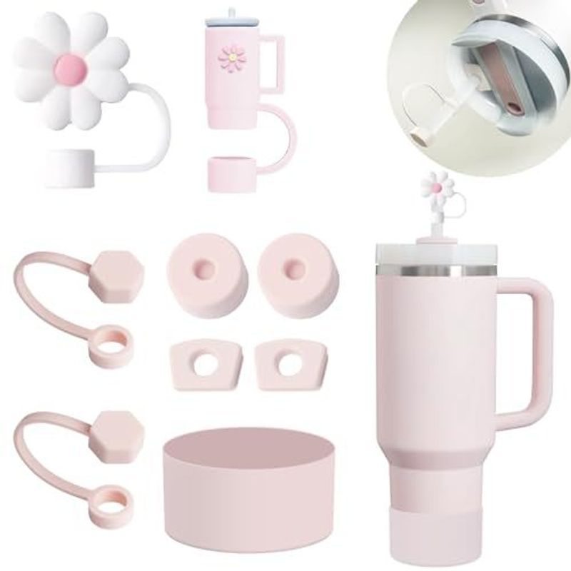 Cup Accessory Set Includes: Water Bottle Bag 6 Silicone Spill Stoppers 2 Straw Caps (9 10 Mm_voghion.com