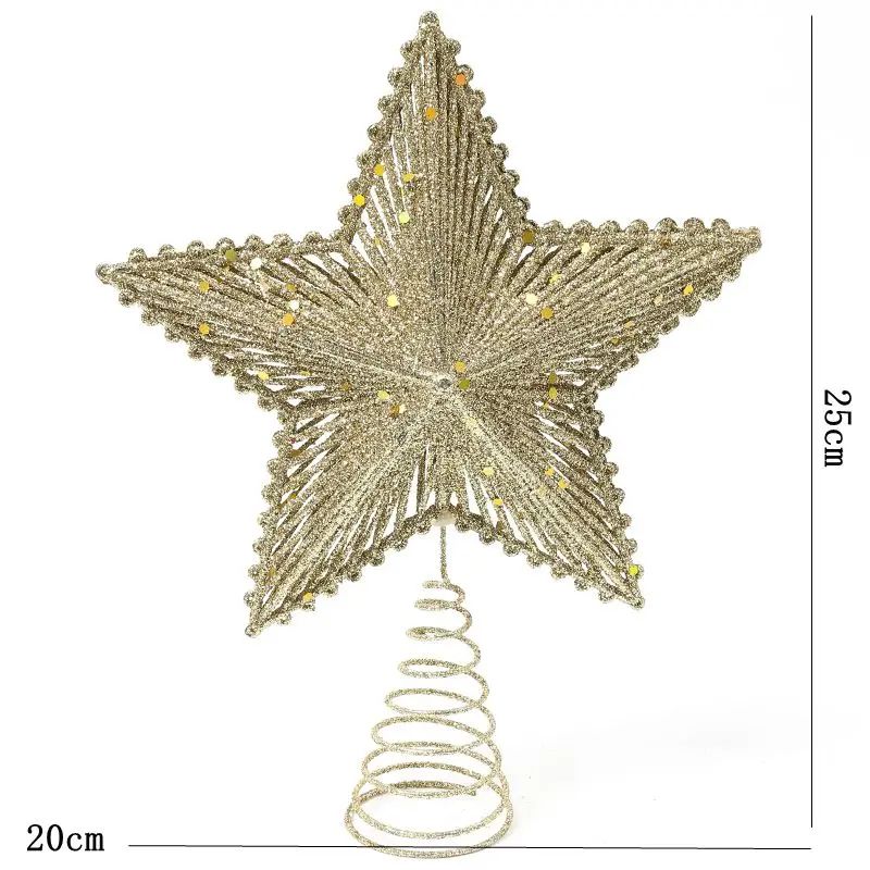 25cm Christmas Tree Top Glitter Gold Silver Star Home Xmas Tree Ornaments Christmas Decoration For Home 2024 Natal New Year 2025_voghion.com