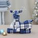 Blue Fabric Reindeer Plush Set – Lying & Standing Christmas Deer Doll With Gift Bag For Window Displays & Holiday Decor_voghion.com