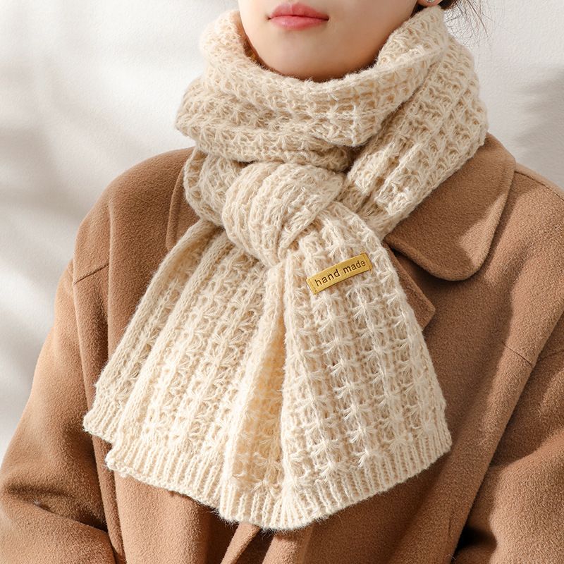 Korean version solid color knitted sweater women in winter, thickened and warm, cute student internet red scarf for men,_voghion.com