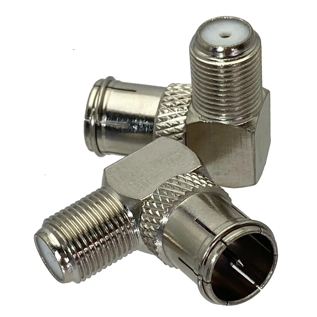 1pcs Quick Slide-on Push-on Male Plug To Female F TV Jack In Series Right Angle RF Adapter Connector Wire Terminals_voghion.com