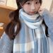 Sciarpa scozzese da donna, versione coreana per studentesse, versatile scialle autunnale e invernale, ragazza carina a doppio uso, sciarpa calda_voghion.com