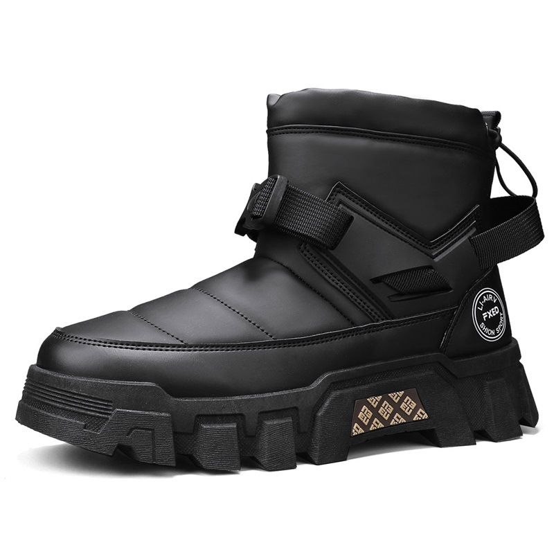 Stivali da neve invernali da uomo, impermeabili, slip-on, foderati in pelle, caldi, con suola spessa, scarpe casual da esterno_voghion.com