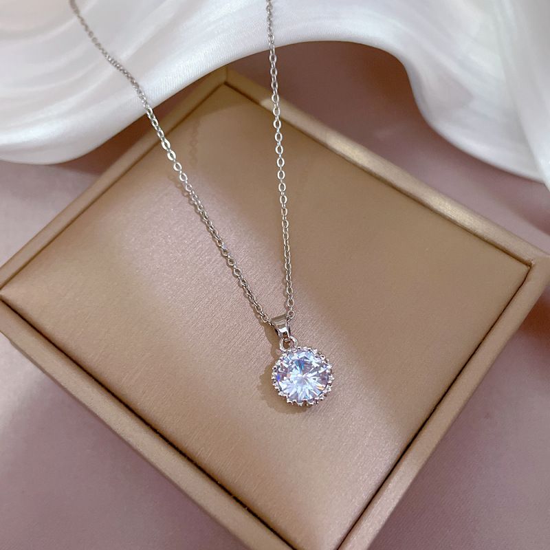 Steel] Micro [Titanium Inlaid Real Gold Simple Zircon Necklace For Women's New Style Clavicle Chain With A Light Luxury [Titanium Steel]_voghion.com
