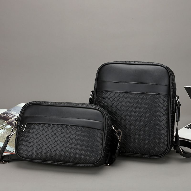 Sac à bandoulière tissé transfrontalier pour hommes, sac à bandoulière multifonctionnel de grande capacité pour hommes, sac à la mode en PU pour hommes, nouvelle collection_voghion.com