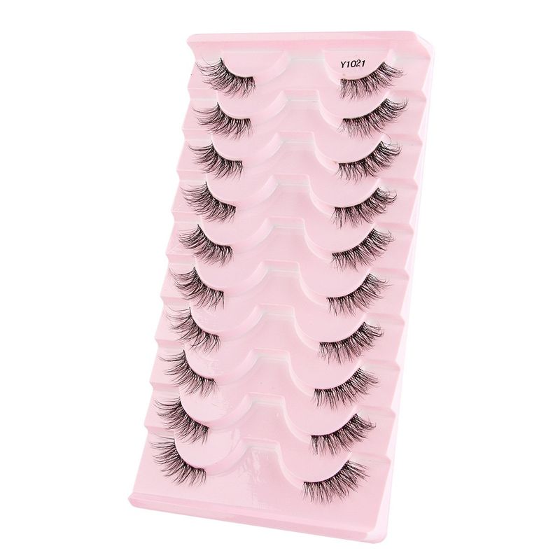 Halb natürliche weiche Katzenaugen-Falsche Wimpern, lang, fein, 3D-Nerz-Make-up-Wimpernverlängerung, falsche Wimpern_voghion.com