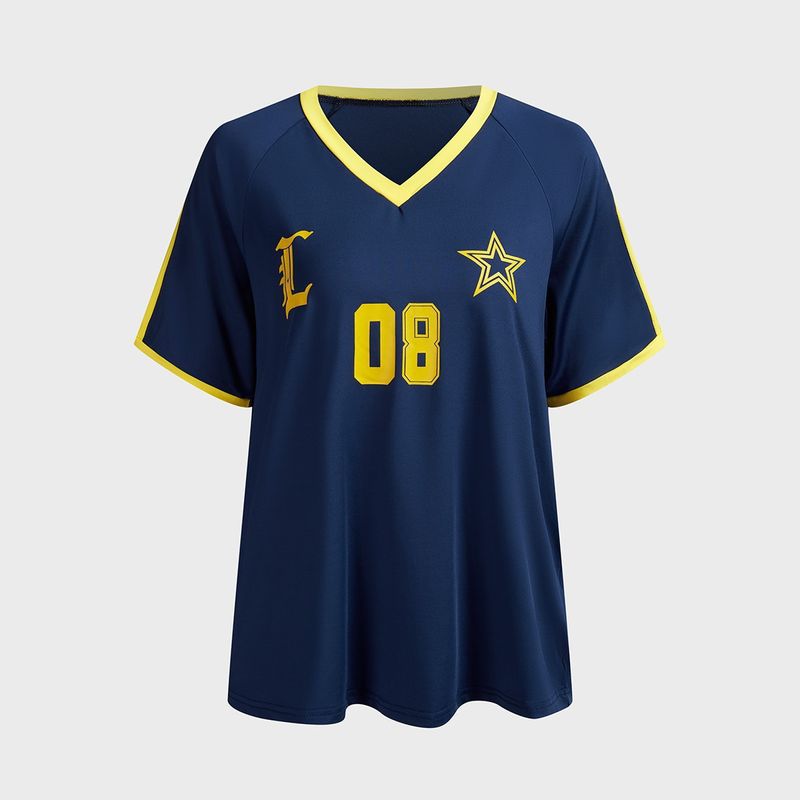 [Maglia]Abbigliamento da donna, maglietta sportiva casual e larga, con stampa di lettere, stile retrò, per donna_voghion.com