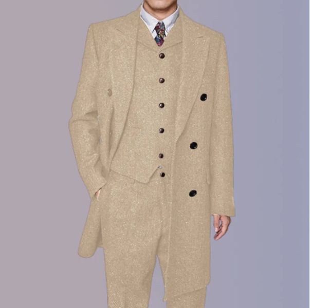 Herrkläder affärsdräkt för män lång tredelad kostym brudgum bästa man bröllopsbankett kostym män C13_voghion.com