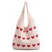 Borsa a mano all'uncinetto da donna, borsa a tracolla in maglia a forma di cuore, borsa tote alla moda_voghion.com