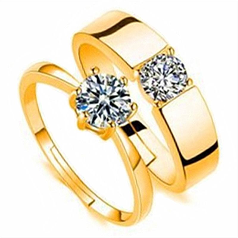 Einfacher Diamantring zur Hochzeit eines Paares, ein Paar gravierte Valentinstagsgeschenke für die Freundin_voghion.com