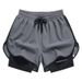 Roupas masculinas Shorts esportivos de verão Secagem rápida Corrida Basquete Treinamento Fitness Calças de comprimento médio com forro Elástico alto_voghion.com