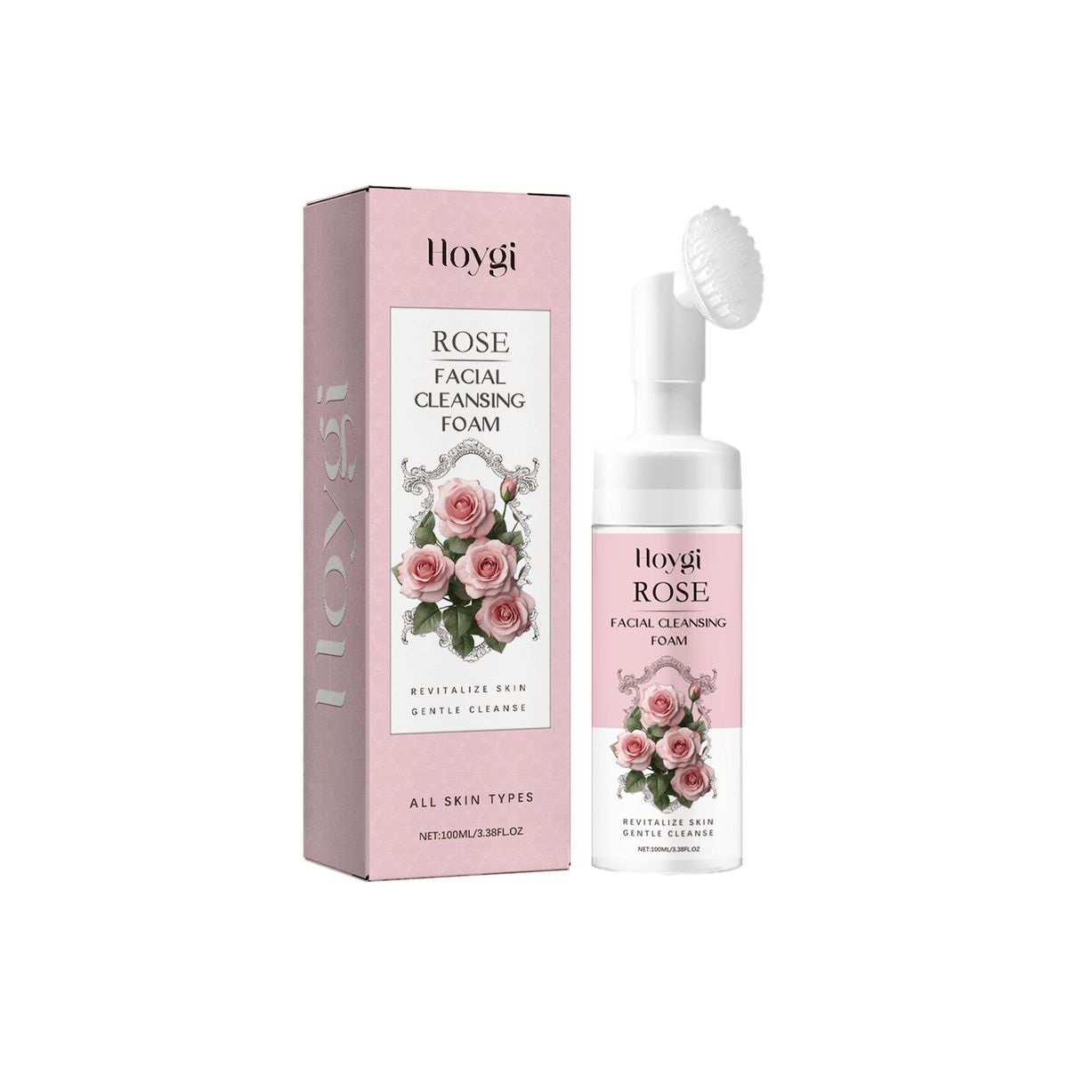 Hoygi Rose foam Oil Control Deep Cleansing Pore Delicate Brightening Firming Facial Cleanser_voghion.com