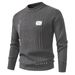 Men's Relaxed Fit Knit Sweater – Autumn Casual Pullover With Embroidered Badge & Ribbed Hem– Breathable Rabbit Wool Blend For Urban Layering (M-XXXL)_voghion.com