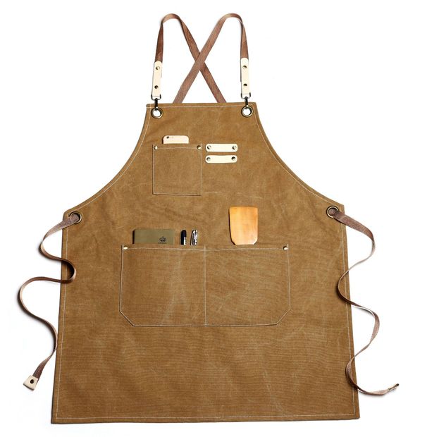 Grembiuli da lavoro per barbiere in tela resistente Kitch, unisex, con spalline incrociate, regolabili, per salone da parrucchiere, in similpelle._voghion.com