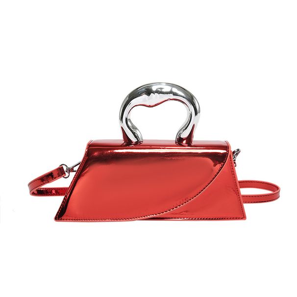 Small niche design handbag 2024 spring new women's personality versatile shoulder patent leather shiny surface crossbody_voghion.com