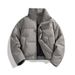 Unisex Winter Einfarbig Verdickter Baumwollmantel Stehkragen Herren Pufferjacke_voghion.com