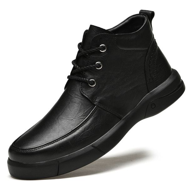 Warme, weich besohlte Martin-Stiefel, handgearbeitete Herrenschuhe für reife Herren, mittelhohe Samt-Schneestiefel, Werkzeugschuhe_voghion.com