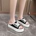 K8701 Canvas Half Summer Versatile Shoes Breathable Thick Sole Height-Increasing Slippers Student Sandals For Women_voghion.com