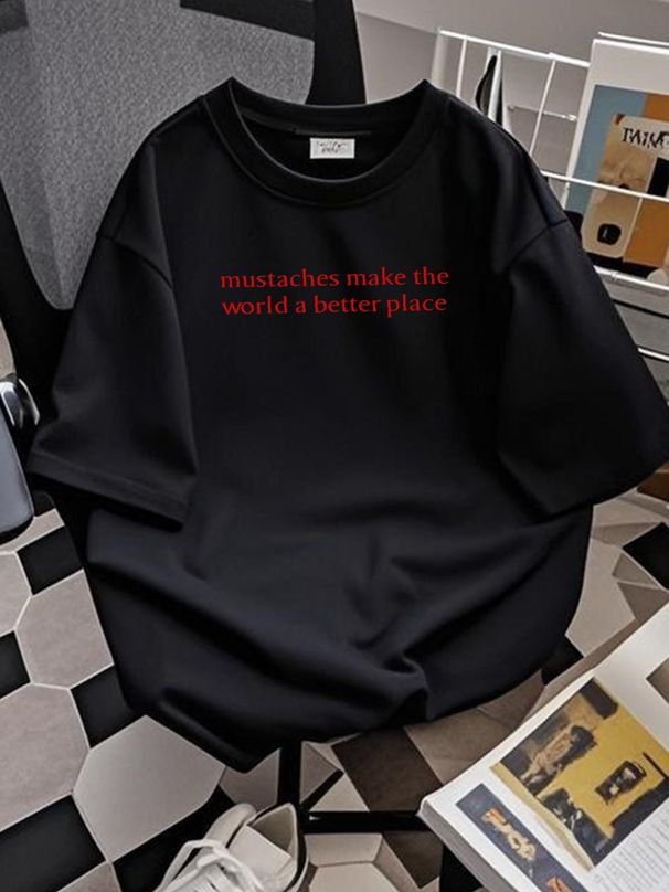 Mustaches Make The World A Better Place Lustiges T-Shirt für Schnurrbartliebhaber, Unisex, bequem, atmungsaktiv, modisch, lässig, Sommer, leicht Designer-Kleidung_voghion.com