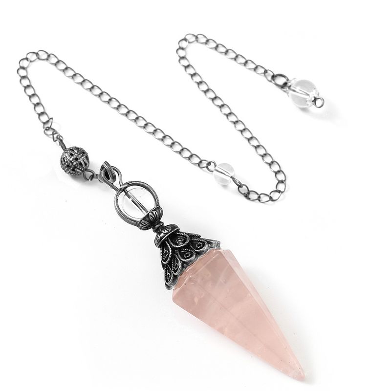 White Amethyst Hexagonal Cone Pendant - Large Natural Stone Pendulum For Dowsing, Energy Healing, Chakra Balancing & Meditation (2 Inch, 18" Chain)​_voghion.com
