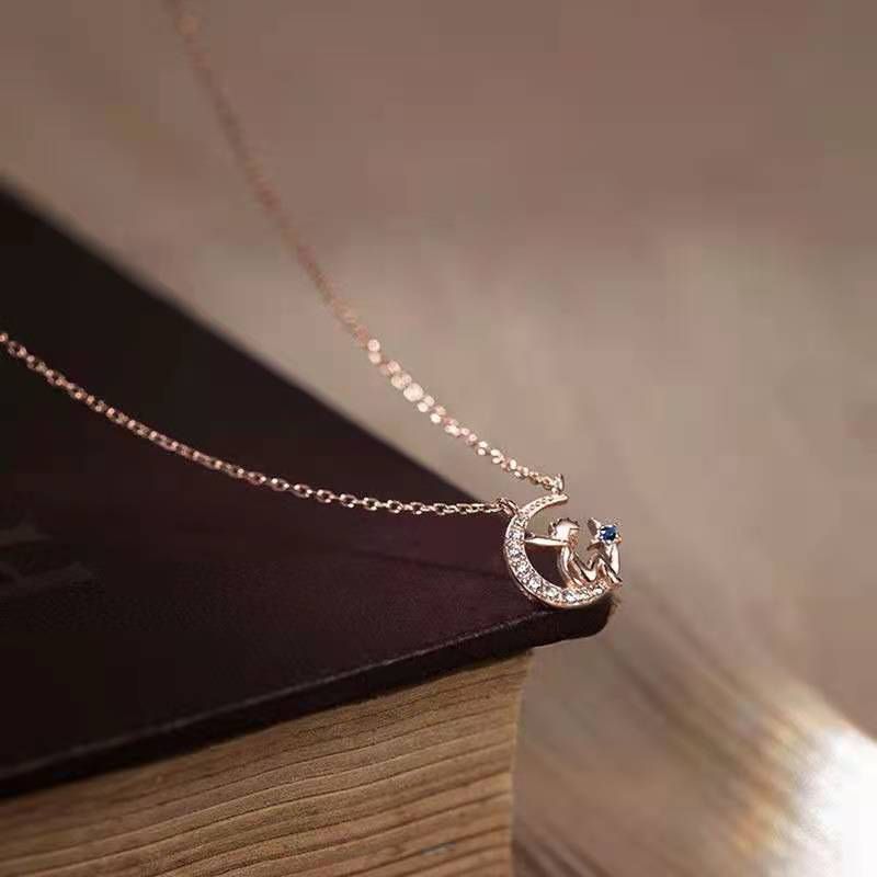 Sier Sterling VENUS Mode Kleine Prins Maan Hanger Ketting Sleutelbeen Keten Fijne Sieraden Vrouwen Weddin_voghion.com