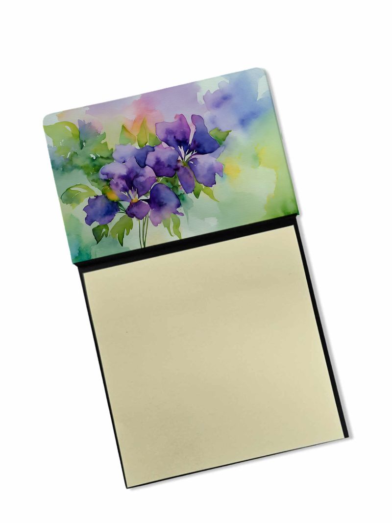 NEW New Jersey Violet in Watercolor Sticky Note Holder Refillable Dispenser Self-Sticky Note Pads, Memo Pads Blank Desk Accessories_voghion.com