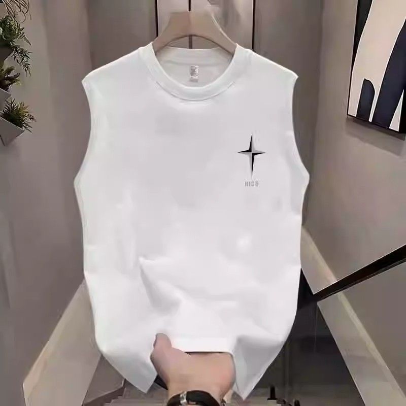 Roupas masculinas Colete esportivo Masculino Verão Solto Agasalho Sem Mangas Camiseta Meninos Casual Ombro Largo Colete Top_voghion.com