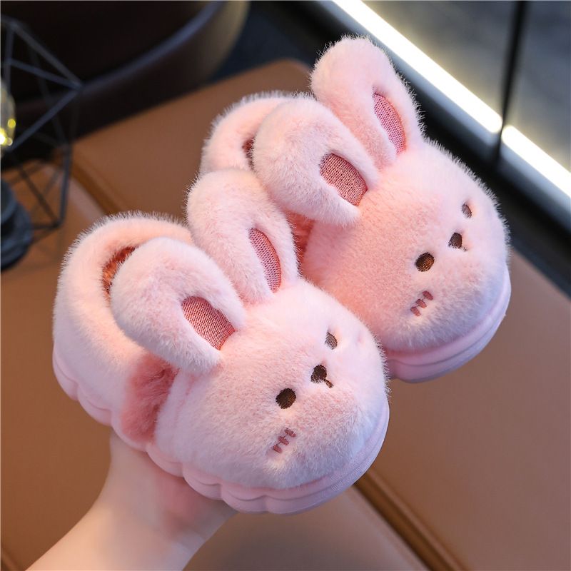 Children's cotton slippers winter warm thickened boys and girls children indoor and outdoor fluffy shoes home baby bag and cotton shoes_voghion.com