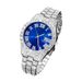 Nuovo orologio da polso al quarzo da uomo LITEC transfrontaliero con quadrante blu argento da 37 mm e catena cubana quadrata_voghion.com