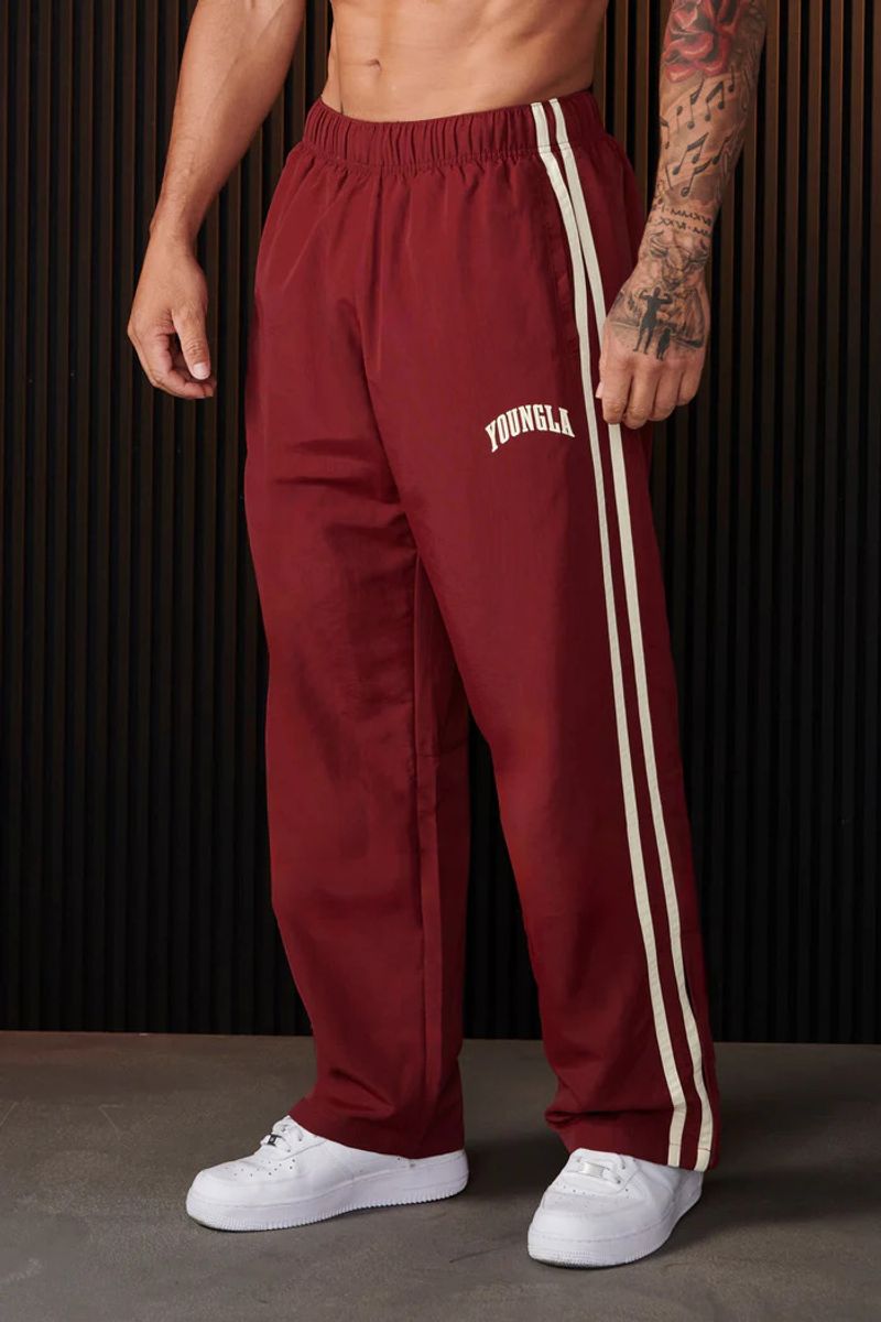 Men's Clothing men's sports pants double stripe stitching printed casual pants gym sports fitness mid waist straight pants_voghion.com