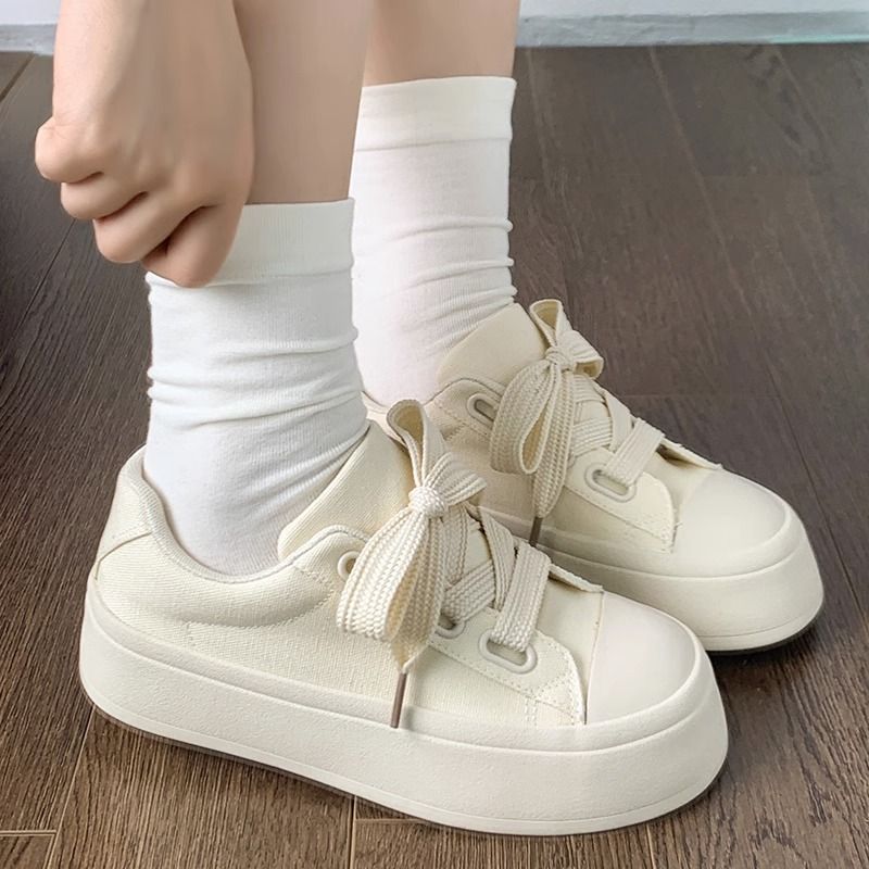 Thick Sole White Shoes Women's 2024 Summer New Fashion Casual Sneakers_voghion.com