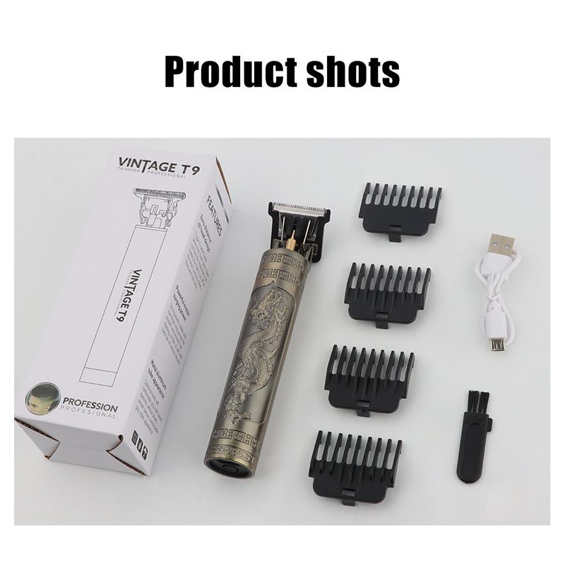 Vintage T9 Cordless 0mm Professional Hair Clippers Electric Trimmers For Men Clipper Hair Cutting Machine_voghion.com