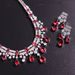Set di collana e orecchini con rubini da donna, eleganti accessori per feste di nozze, design di ispirazione vintage con pietre di zirconia in rame resistente_voghion.com