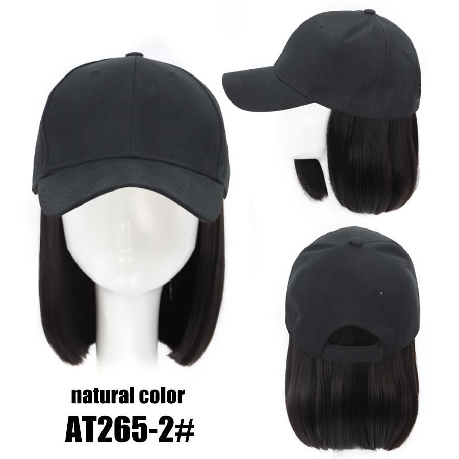 Mütze Hut Perücke Kurze glatte Haare Bob Perücke Hut_voghion.com