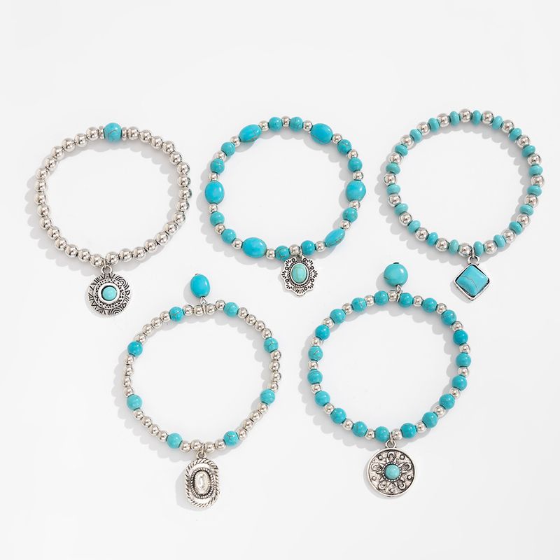 Boho Schmuckset mit türkisfarbenem Armband, High-End-Design-Sinn, personalisiertes Perlenarmband_voghion.com