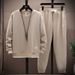 Herrenbekleidung, Langarm-Sweatshirt-Hosen-Set, lässiges Herbst-Outfit, trendige zweiteilige Loungewear, bequeme Polyestermischung, mehrere Farben und Größen_voghion.com