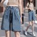 Retro-Jeansshorts für Damen im Sommer, neue hohe Taille, weites Bein, schlankes Design, gerade kurze Jeans_voghion.com