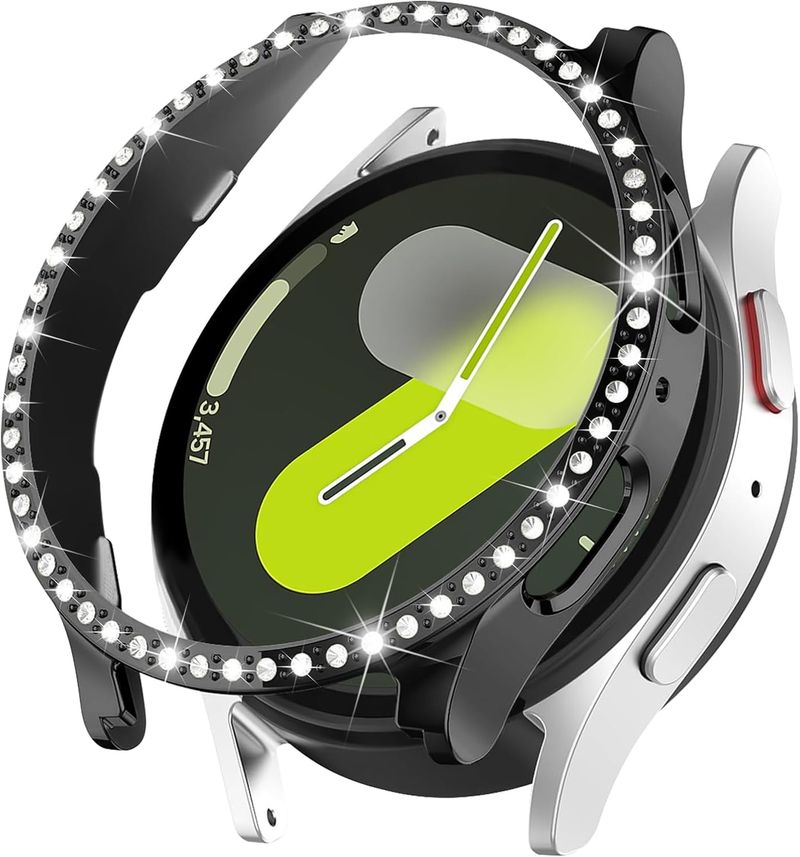 Bling futrālis Samsung Galaxy Watch 4 5 6 7 40 mm 44 mm aizsargvāciņš, spīdīgs dimanta cietais datora priekšpuses buferis bez stikla piederumiem_voghion.com