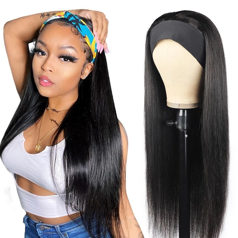 Headband Wig Human Hair 8-30 Inch Glueless straight Human Hair Wigs for Women_voghion.com