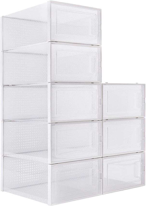 White Bins Box Box; Shoe Pack; Clear Stackable Foldable Shoe 8 Shoe Storage - Organizer; NEW Container Storage_voghion.com