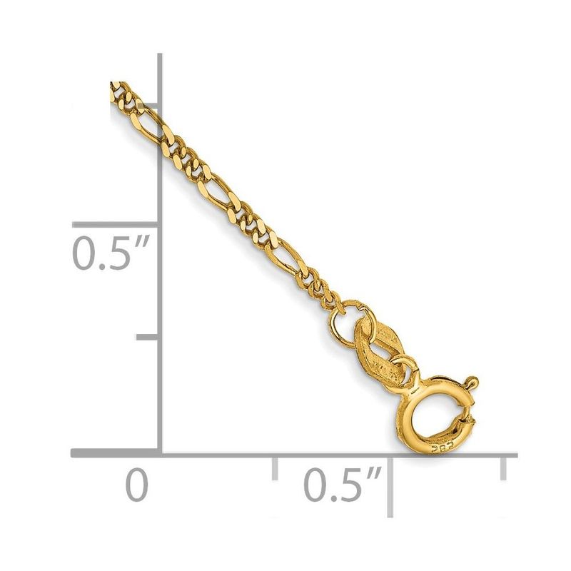 14K 6 Inch 1.25mm Flat Figaro With Spring Pendant Ring Pendant Bracelet_voghion.com