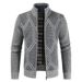 Men's slim fit stand up collar, thickened velvet geometric shape knitted sweater, plus size cardigan jacket_voghion.com