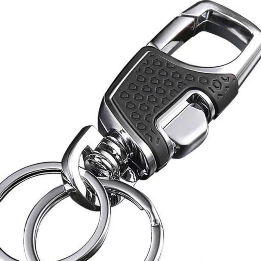 High End Metal  Keychain Car Can Be Opened With Just One Press.Creative Men's Anti Loss Waist Hanging Leather Keyring Keychain_voghion.com