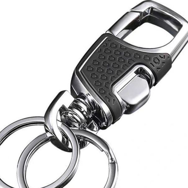 High End Metal  Keychain Car Can Be Opened With Just One Press.Creative Men's Anti Loss Waist Hanging Leather Keyring Keychain_voghion.com