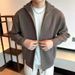 Knitted Sweater For Men, Loose Fit Jacket, Ins Style, Autumn, Stylish Stand Collar, Casual Striped Cardigan, Trendy_voghion.com