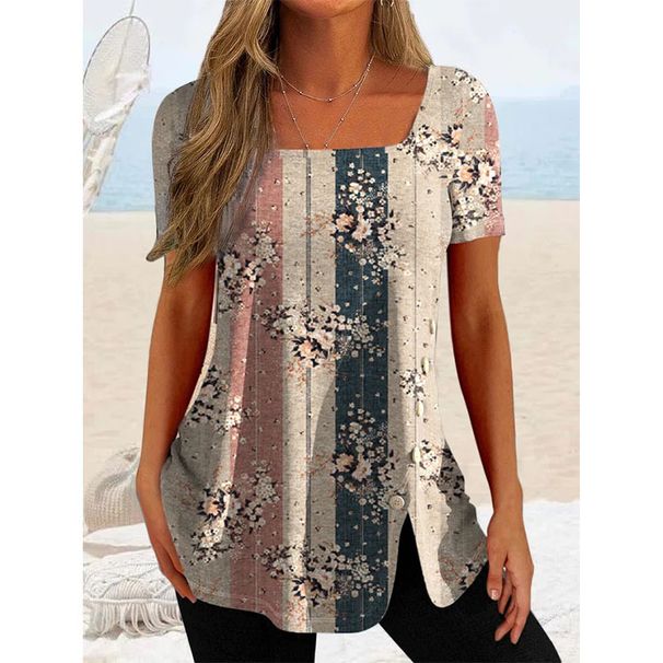 Women's ethnic style button-open short-sleeved blouse_voghion.com
